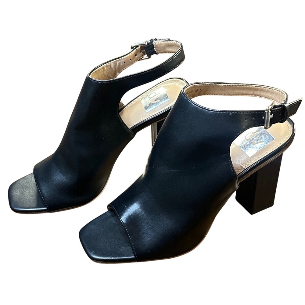 NWT DV Dolce Vita Kitt Block Heel Sandals Black Square Toe Slingback Heels 8.5